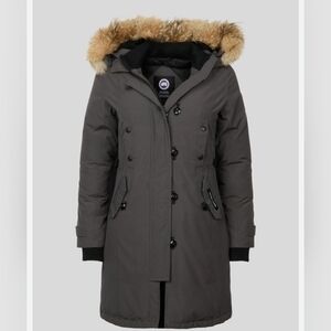 Women's Gray Canada Grey Coat with Fur Hood